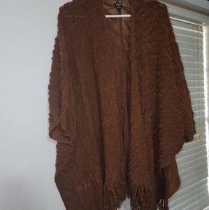 Brown Fringe Shawl